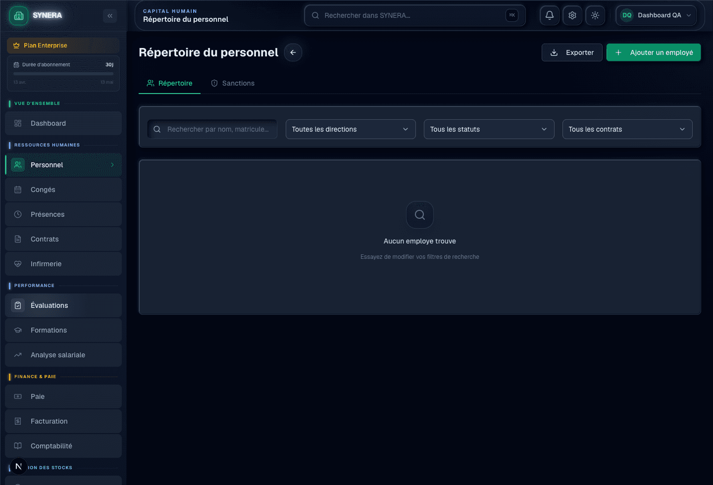 Répertoire du personnel